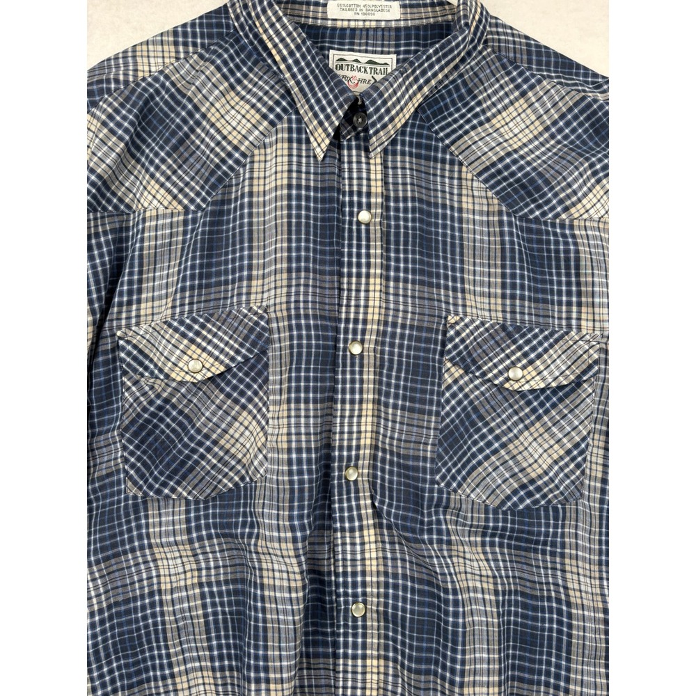 Outback Trail Western Shirt Mens 3X Plaid Pearl Snap Cowboy Short Sleeve
